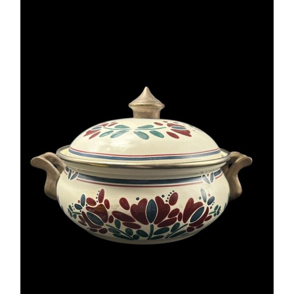 VTG GERMAN ENAMEL COOKWARE CASSEROLE ASTA HERVORRAGENDE KOCHEIGENSCHAFTEN & LID - Picture 10 of 10